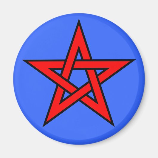 Pentagramm Red auf Blue Magnet (Vorne)