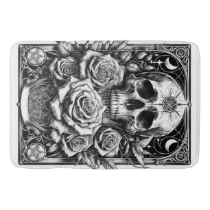 Pentagramm Skeletts Skull & Rose Tarot Art Badematte
