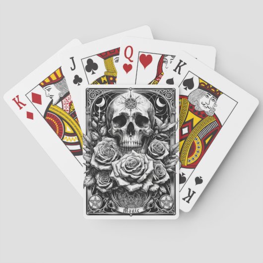 Pentagramm Skeletts Skull & Rose Tarot Art Spielkarten (Rückseite)