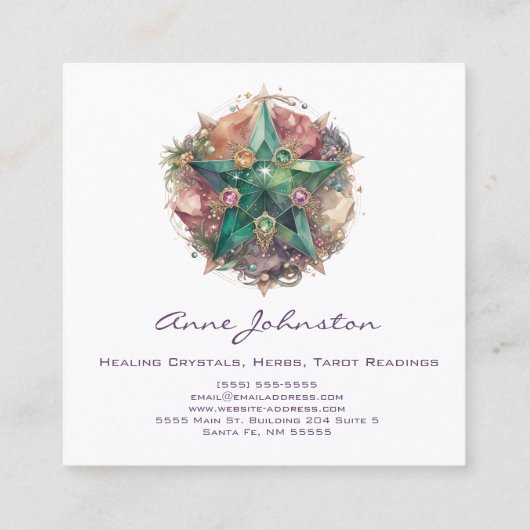 Pentagramm Square Business Card Quadratische Visitenkarte (Rückseite)