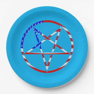 Pentagramm Stern amerikanische Flagge patriotisch Pappteller
