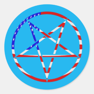 Pentagramm Stern amerikanische Flagge patriotisch Runder Aufkleber