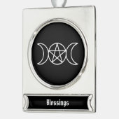 Pentagramm Triple Moon Goddess Banner-Ornament Silber (Links)