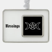 Pentagramm Triple Moon Goddess Rahmen-Ornament Silber (Vorderseite)