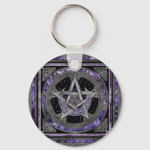 Pentagramm Triskelion Amethyst Moon Schlüsselanhänger
