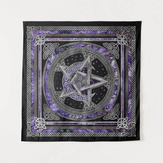 Pentagramm Triskelion Amethyst Moon Wandteppich (Vorderseite (Horizontal))