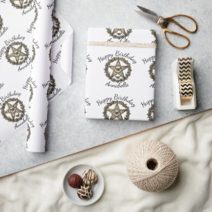 Pentagramm und Motte Hexenkunst benutzerdefinierte Geschenkpapier