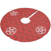 Pentagramm und Weihnachten-Rock, Heide, Rotzunge Polyester Weihnachtsbaumdecke (Schrägansicht)