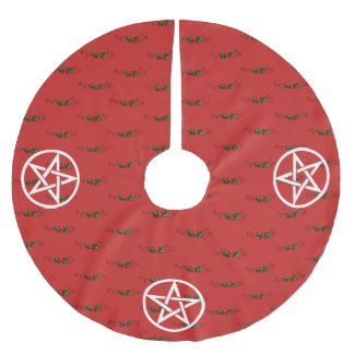 Pentagramm und Weihnachten-Rock, Heide, Rotzunge Polyester Weihnachtsbaumdecke