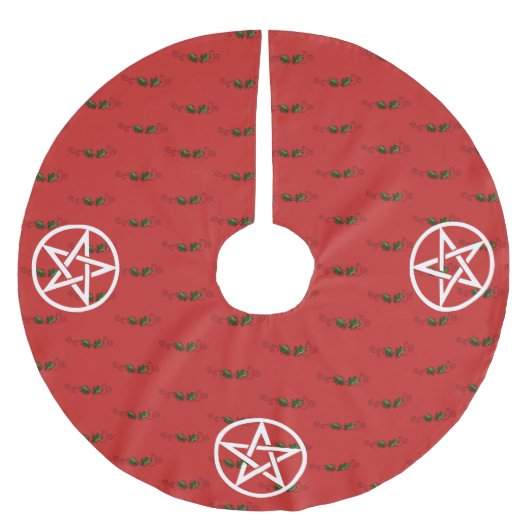 Pentagramm und Weihnachten-Rock, Heide, Rotzunge Polyester Weihnachtsbaumdecke (Vorderseite)
