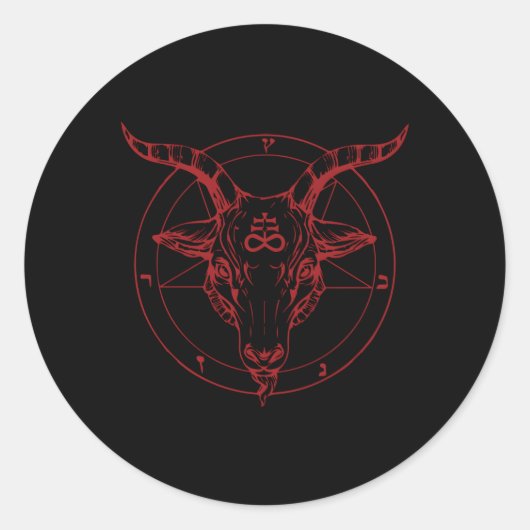 Pentagramm Ziege Kopf Baphomet Satanic Witchcraft Runder Aufkleber (Vorderseite)