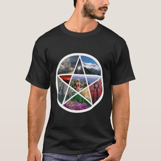 Pentagrammcollage weiß T-Shirt (Vorderseite)
