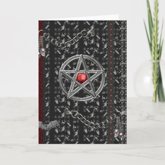 Pentagramme und Hexen Halloween Karte (Vorderseite)