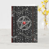 Pentagramme und Hexen Halloween Karte (Gelbe Blume)