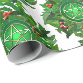 Pentakel auf Stechpalmenkranz Geschenkpapier (Rolleneckpunkt)