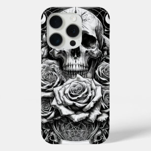 Pentakel-Skelett-Totenkopf und Rosen Tarot Kunst Case-Mate iPhone Hülle
