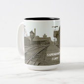 PENTERSVILLE ILLINOIS EISENBAHNBAHN 1890 ZWEIFARBIGE TASSE (Vorderseite Links)