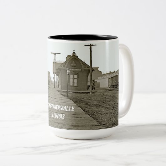 PENTERSVILLE ILLINOIS EISENBAHNBAHN 1890 ZWEIFARBIGE TASSE (VorderseiteRechts)