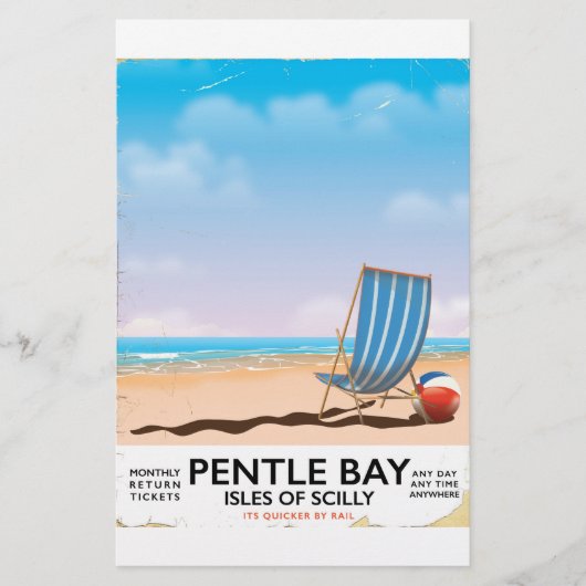 Pentle Bay Isles of Scilly Reiseplakat Briefpapier (Vorderseite)