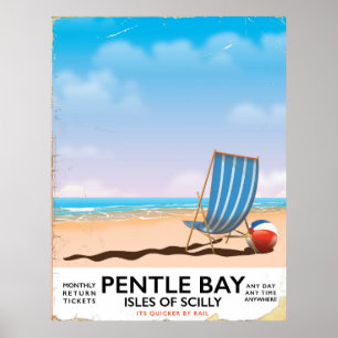 Pentle Bay Isles of Scilly Reiseplakat Poster