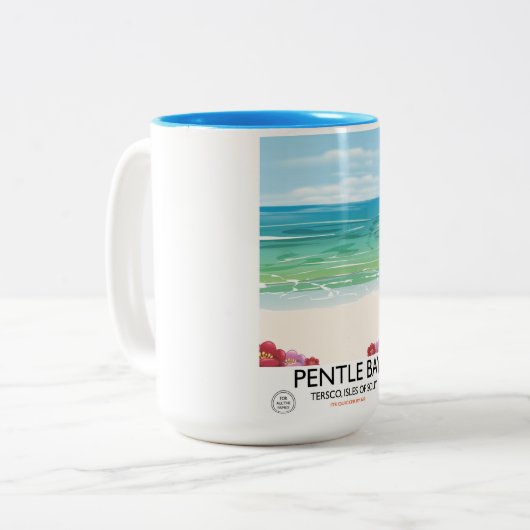 Pentle Bay, Tresco, Isles of Scilly Zweifarbige Tasse (Vorderseite Links)