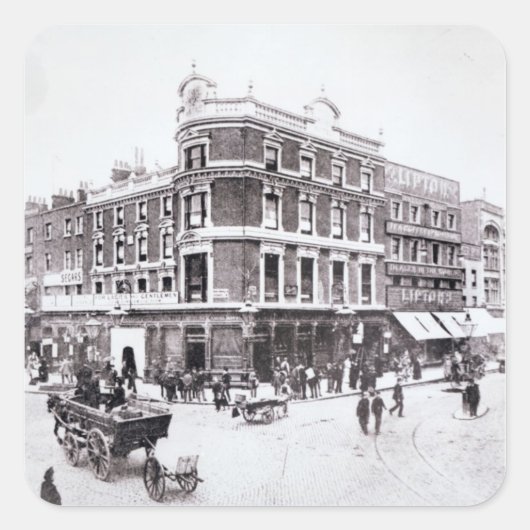 Pentonville Road szene, Islington, London Quadratischer Aufkleber (Vorderseite)