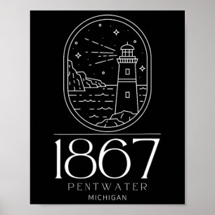 Pentwater Michigan Michigander Staat Mi Reise Boa Poster
