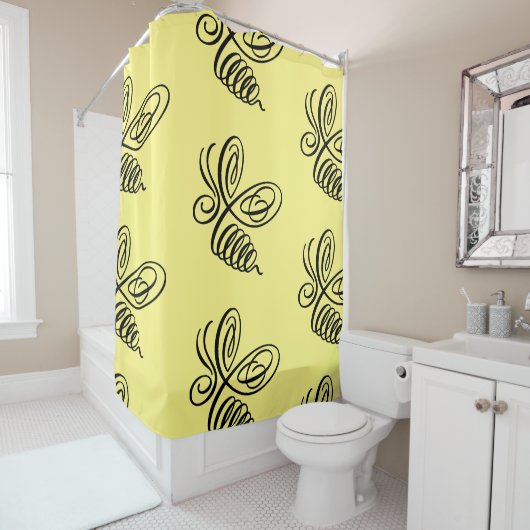 Penwork Calligraphic Honey Bee Duschvorhang (Beispiel)