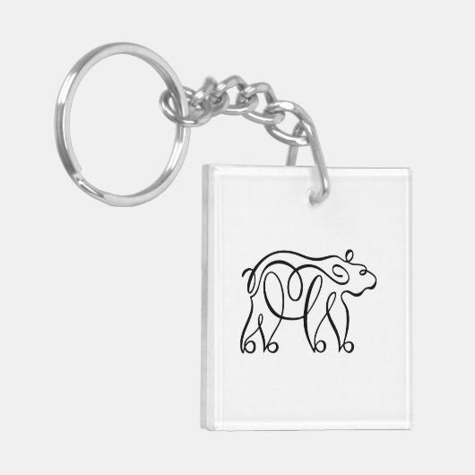 Penwork Kalligraphischer Bär Schlüsselanhänger (Vorderseite links)