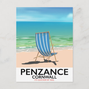 Penzance beach Devon vintage travel poster Postkarte