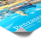 Penzance Cornwall Vintage Illustration Poster (Ecke)