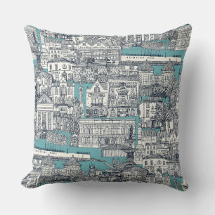 Penzance toile indigo türkis kissen