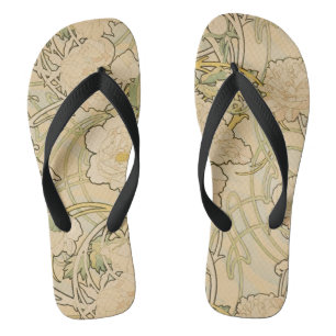 Peones von Alphonse Mucha, Vintager Jugendstil Badesandalen