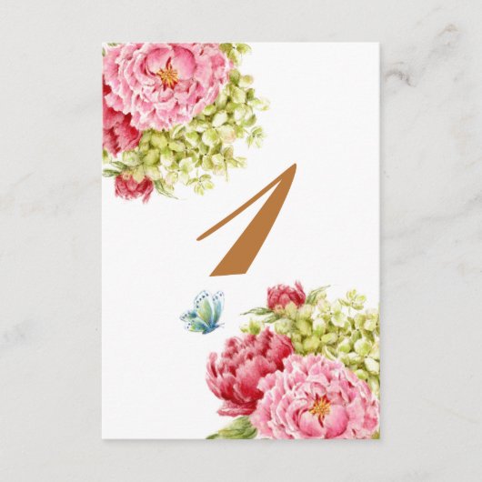 Peongea und Hydrangea Nummer 1 RSVP Karte (Vorderseite)