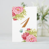 Peongea und Hydrangea Nummer 1 RSVP Karte (Stehend Vorderseite)