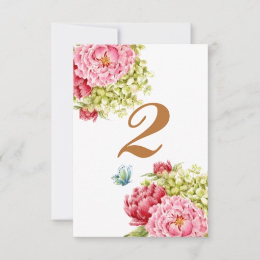Peongs und Hydrangea-Tafelkarte Nr. 2 (Vorderseite)
