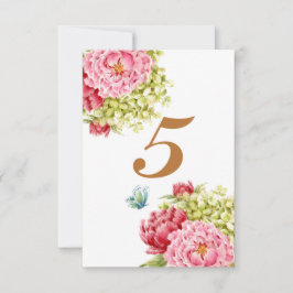 Peongs und Hydrangea-Tafelkarte Nr. 5 RSVP Karte