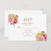 Peongs und Hydrangeas-Response-Karte RSVP Karte (Vorne/Hinten)
