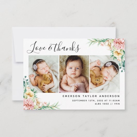 Peonie Eukalyptus Floral Liebe und Danke Baby (Vorderseite)