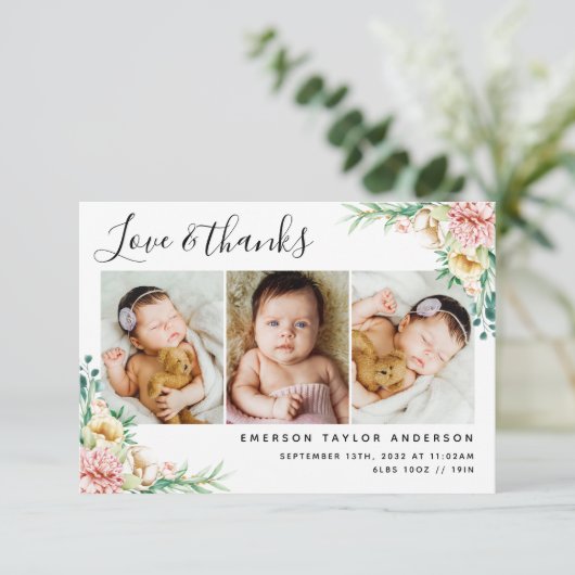Peonie Eukalyptus Floral Liebe und Danke Baby (Stehend Vorderseite)