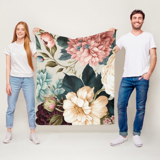 Peoniegeflecht und Gardenie Nahtloses Muster Fleecedecke (Beispiel)