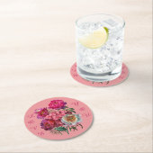 Peoniegewächse und Hydrangea-Blumengarten Runder Pappuntersetzer (Vor Ort)