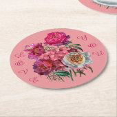 Peoniegewächse und Hydrangea-Blumengarten Runder Pappuntersetzer (Angewinkelt)