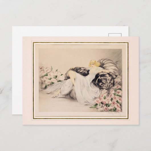 Peonies, 1935 von Louis Icart Postkarte (Vorne/Hinten)