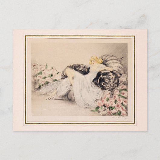 Peonies, 1935 von Louis Icart Postkarte (Vorderseite)