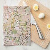 Peonies Abstrakt Pattern Alphonse Mucha Handtuch (Viertel Falte)
