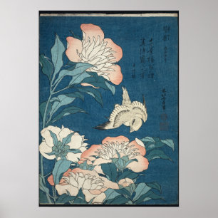 Peonies and Canary von Katsushika Hokusai 1834 Poster