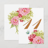 Peonies and Hydrangea Table Card No. 11 RSVP Karte (Vorne/Hinten)