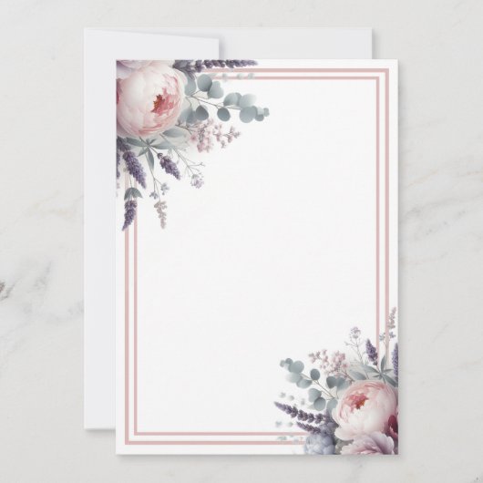 Peonies and Lavender Einladung (Vorderseite)