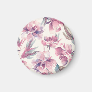 Peonies Aquarell: nahtlos blühender Hintergrund. Magnet
